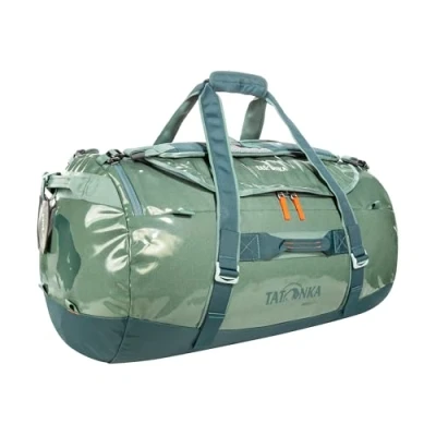 Image of Tatonka Barrel 85L Waterproof Travel Bag with Backpack Function, Large Opening, Padded Base and Lockable Zip, Sage Green, 85 litres, Durable stowable Shoulder Straps