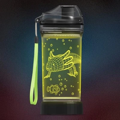 Image of CoolGift Mart Axolotl Water Bottle, Light Up 3D Salamander Design, 14oz Tritan BPA Free Gift for 4 5 6 7 Year Old Boys Girls Kids Drinking Cup Christmas Holiday