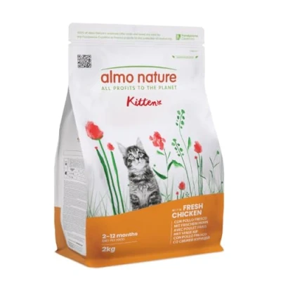 Image of almo nature Holistic Kitten Complete Dry Food with Fresh Chicken 2kg, transparent