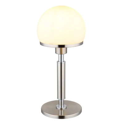 Image of Haku Globe Table Lamp Nickel Matt Opal Glass Shade 1x E27