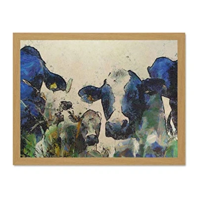 Image of Wee Blue Coo Nature Cow Cattle Farm Animal Home Large Framed Art Print Poster Wall Decor 18x24 inch