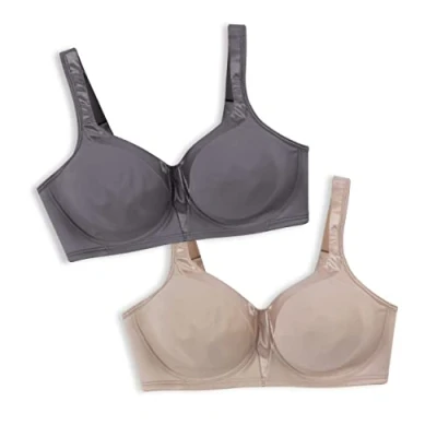 Image of Playtex Women&#039;s 18 Hour Silky Soft Smoothing Wireless, Full Coverage T Shirt Bra, Single Or 2 Pack, Opaque, Private Jet/Nude, 36C (Pack of 2)
