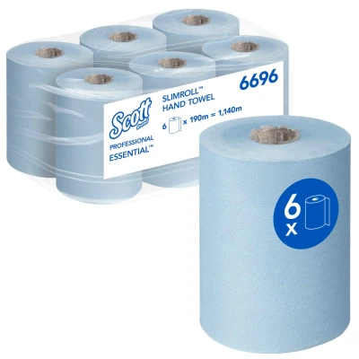 Image of Scott Essential Slimroll Hand Towel Roll Blue 190m (6 Pack) 6696