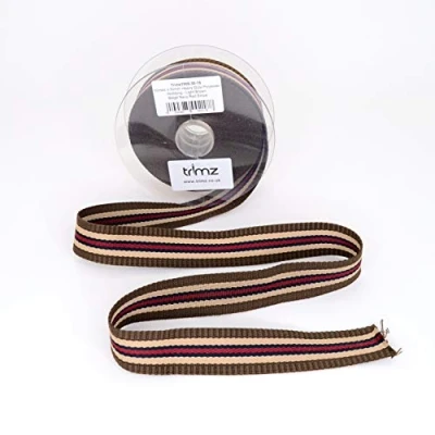 Image of Trimz Webbing, Polyester, Light Brown, Beige Navy Red, 10m x 30mm