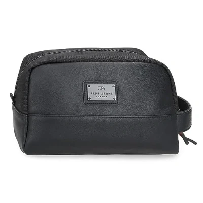 Image of Pepe Jeans Egham Adaptable Toiletry Bag Black 25 x 15 12 cm Polyester, Black/White, One Size,