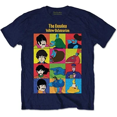 Image of The Beatles Submarine Character T Shirt for Boys/Girls, navy, 9 10 Years