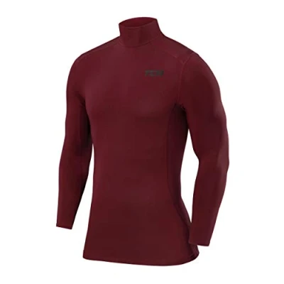 Image of TCA Men&#039;s Pro Performance Compression Base Layer Long Sleeve Top Mock Neck Cabernet, M