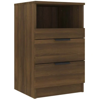 Image of vidaXL Bedside Cabinet Brown Oak Engineered Wood
