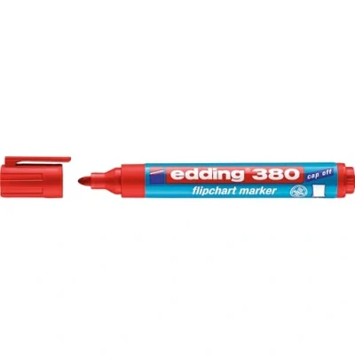 Image of edding 380 flipchart marker red box of 10 round nib 1.5 3 mm for writing, drawing and marking on paper does not bleed through dry out