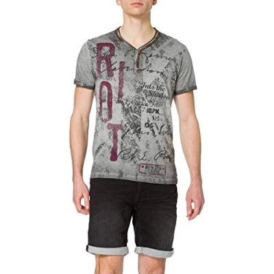 Image of KEY LARGO Men&#039;s Mt Riot T Shirt, Silver (1107), M