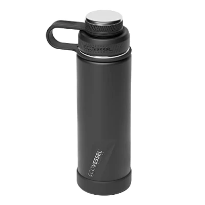 Image of ECOVESSEL Boulder 20oz Triple Insulated Stainless Steel Hot or Cold Drinking Bottle , Black Shadow