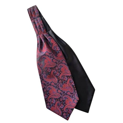 Image of Men&#039;s Black, Red &amp; Royal Blue Paisley Self Tie Ascot Cravat