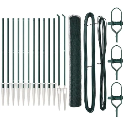 Image of vidaXL Fencing Set of 2 Green Steel, PVC 25 x 1.2 m Durable