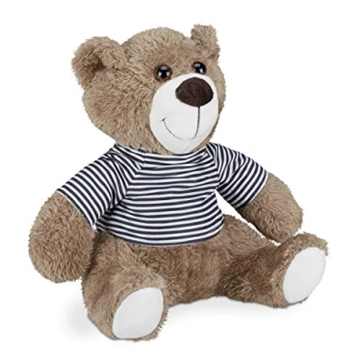 Image of Relaxdays Teddy Bear Door Stop, Cute, for Floors, Heavy, Fabric Animal, Decor, HxWxD 21 x 22 15 cm, Light Brown