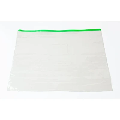 Image of Pack of 12 A3 Green Zip Zippy Bags Document Clear Plastic Transparent Storage Wallet