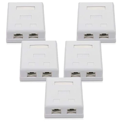 Image of RJ45 Network Socket Shielded Surface Mounted Double Wall with CAT6A Ethernet LAN Cable Port for