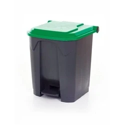 Image of Pedal Bin; 30L; Polypropylene; Grey Body &amp; Green Lid