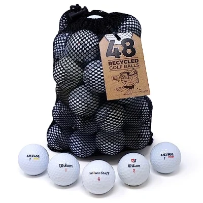 Image of Second Chance Recycled Lake Golf Balls, Used Balls 48 Mesh Bag Grade A for Wilson White