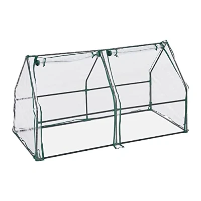 Image of Relaxdays Cold Frame, 80% plastic 20% steel, Transparent/Green, 90 x 180 cm