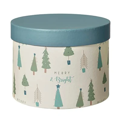 Image of Oasis® Lonesome Pine Hat Box (Set of 3), Round Nesting Lined Flower Boxes with Lids, Decorative Storage Boxes, Gift for Flowers (S/M/L)