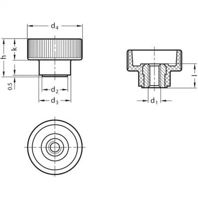 Image of 5x Ganter GN420 M6 Knurled Nuts
