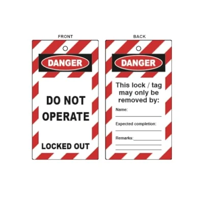 Image of Lockout Do Not Operate Tags, Double Sided Message, Supplied in Packs of 10, Complete with Cable Ties