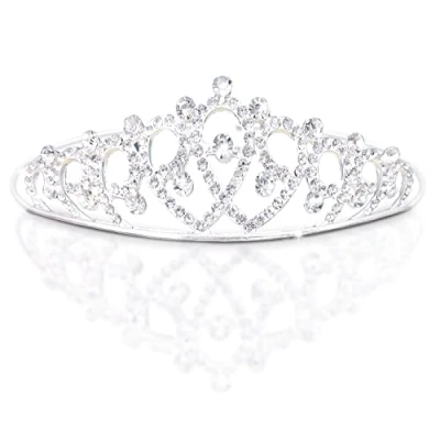Image of Crystal Tiara Crown Children Girls Princess Silver Rhinestone , Wedding Bridal Prom Birthday Pegeant Prinecess Headband for Headdress Floral Flower Garland Party