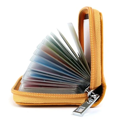 Image of Credit Card Holders Women Ladies Leather Wallets for 26 Slots RFID Protector (Yellow)