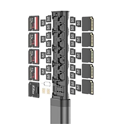 Image of Budi Alloy Memory Card Storage Stick For microSD Full SD &amp; Nano Sim Organizer