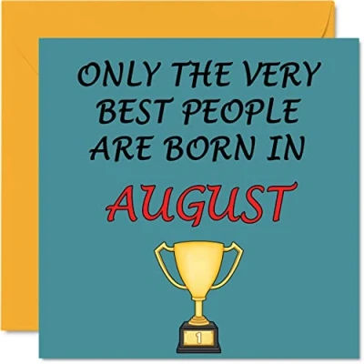 Image of Fun Birthday Cards for Men Women Very Best August Card Mum Dad Brother Sister Son Daughter Nan Grandad, 145mm x Greeting Cards, Joke Humour 30th 40th 50th Bday