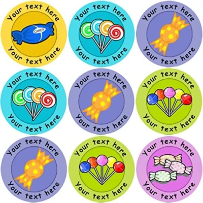 Image of 144 Personalised Sweets 30mm Reward Stickers for School Teachers, Parents