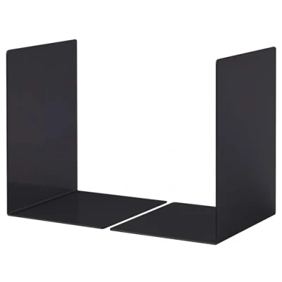 Image of Durable Large Bookends Pack of 2 Book Holders in Black 160 x 220 mm (W H D) Perfect for Keeping Books Neat and Tidy
