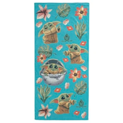 Image of Jay Franco Star Wars The Mandalorian Towel with Baby Yoda Grogu For Bath, Beach, &amp; Pool 100% Cotton, 71cm x 147cm