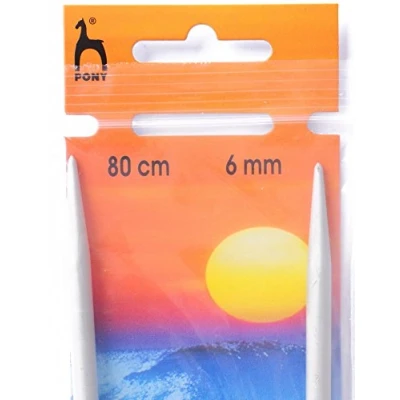 Image of Pony Plastic Circular Knitting Pins/ Needles 80cm long Size 6mm