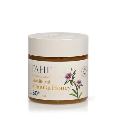 Image of Tahi MGO 50+ Multifloral Raw Manuka Honey New Zealand 100% Sustainable and Natural Non GMO, Glyphosate Free Gluten Pure 250gr.