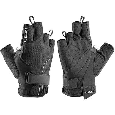 Image of LEKI Nordic Breeze Shark Short Gloves, Black White, EU 8