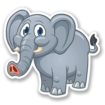 Image of 2 x Happy Elephant Vinyl Sticker Bike Laptop Car Funny Cartoon Kids Helmet #4454 (10cm Wide 9.4cm Tall)