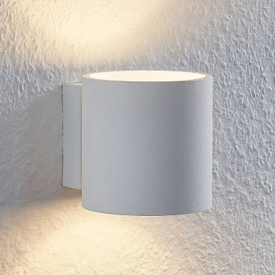 Image of Lindby Mirza aluminium wall light, round, white
