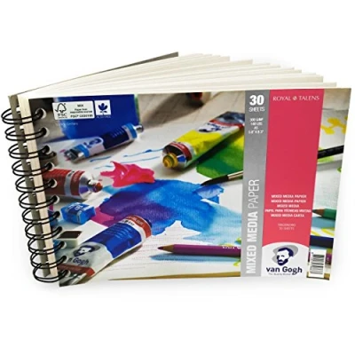 Image of Van Gogh Royal Talens A5 Spiral Bound Paper Pad 300gsm 30 Sheets, Blue, 93120003