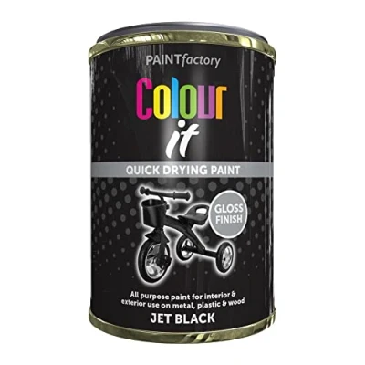 Image of AlezyB 300ml All Purpose Black Gloss Tin Paint Quick and Fast Drying Multipurpose for Metal, Wood, Plastic More Interiro Exterior