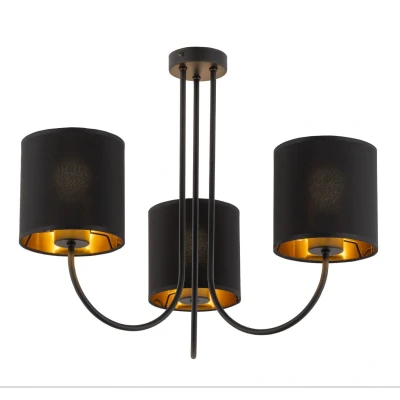 Image of Torens Multi Arm Pendant Ceiling Light Black, Gold 3xE27