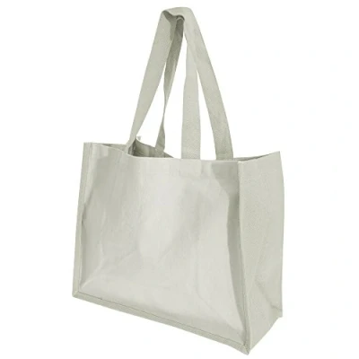 Image of Westford Mill W422 Classic Jute Shopper Eco Friendly Reusable Tote Bag Natural