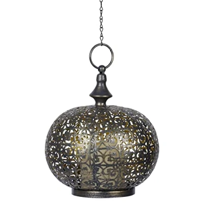 Image of Moroccan Style LED Hanging Light Lantern USB Rechargeable Outdoor Warm White with Timer