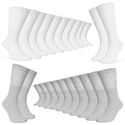 Image of CityComfort Mens Calf Socks, Breathable Crew Socks Multipack Gifts (White/Grey 12 Pack)