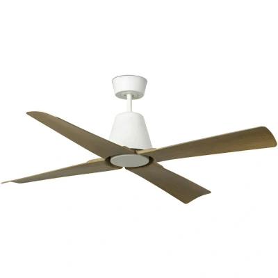 Image of Typhoon Medium White, Wood IP44 DC Ceiling Fan 6 Speed