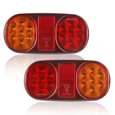 Image of AOHEWEI 2Pcs LED Trailer Tail Lights Truck Rear Brake Lamp 12V Indicator Stop Lighting Waterproof for Lorry Caravan Van or Tractor
