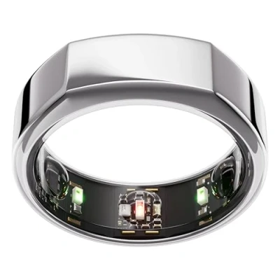 Image of Oura Gen3 Heritage Smart Ring Size 12, Silver Sleep, Heart Rate and Fitness Tracking Wearable Up to 7 Day Battery Life iOS/Android Compatible First with Sizing Kit