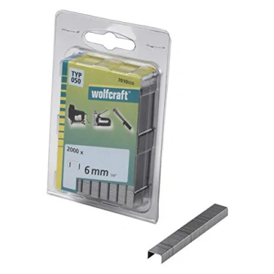Image of wolfcraft Broad Back Staple, Type 050 I 7010000 Ideal for Fastening Fabric, Textiles and Thin Strips of Wood