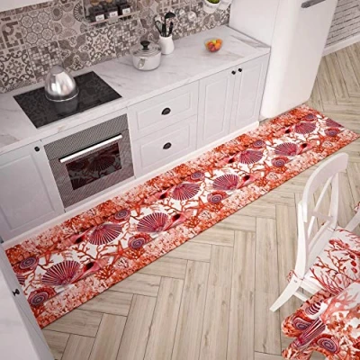 Image of PETTI Artigiani Italiani Kitchen Rug, Mats, Runners, Runner Rugs, Washable Non Slip Rugs 100% Made in Italy, Red Coral