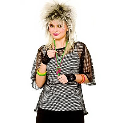 Image of Wicked Costumes Adult Unisex 80&#039;s Mesh Top (Black) One Size (UK 6 10)